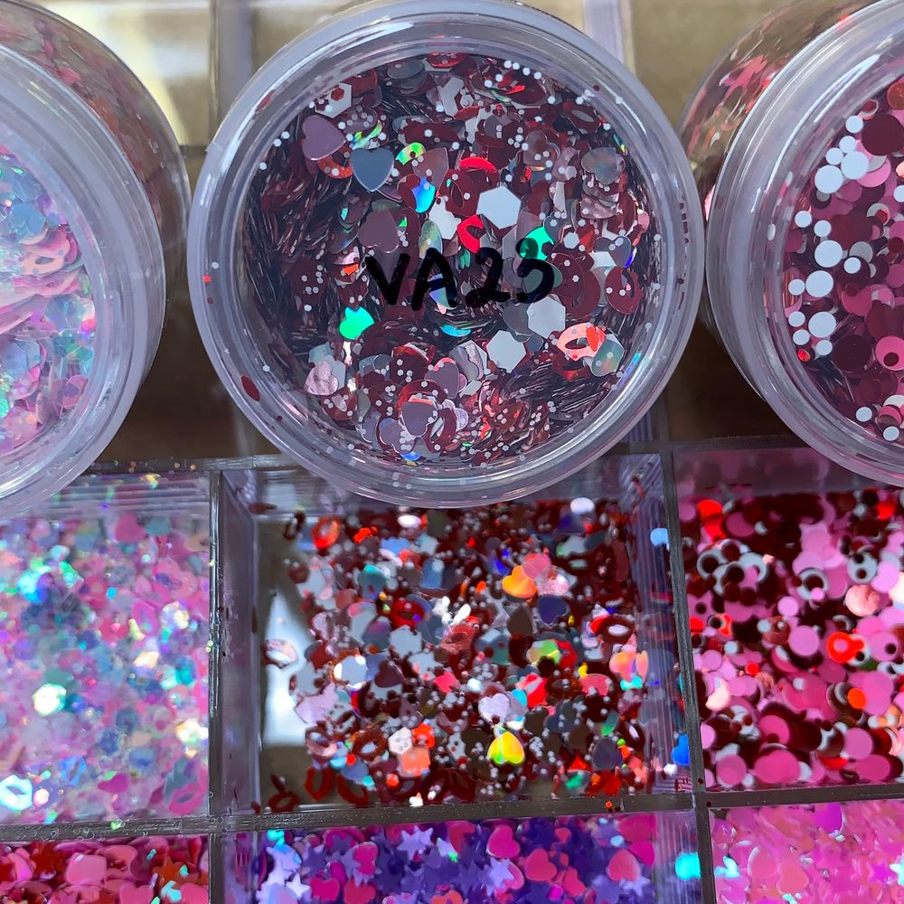 heart-shaped valentines nail glitter jars - 12