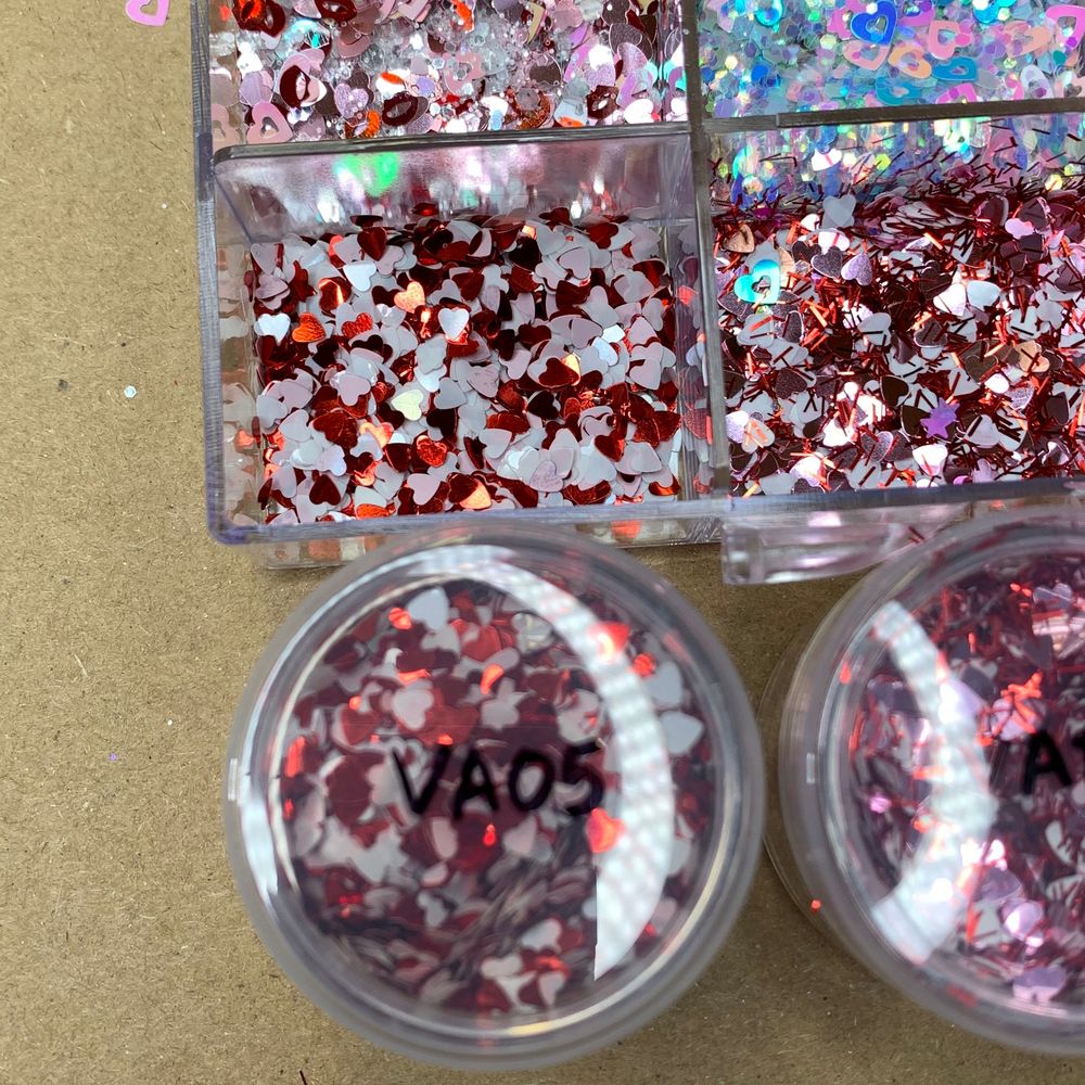 heart-shaped valentines nail glitter jars - 2