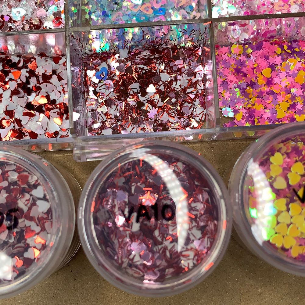 heart-shaped valentines nail glitter jars - 3