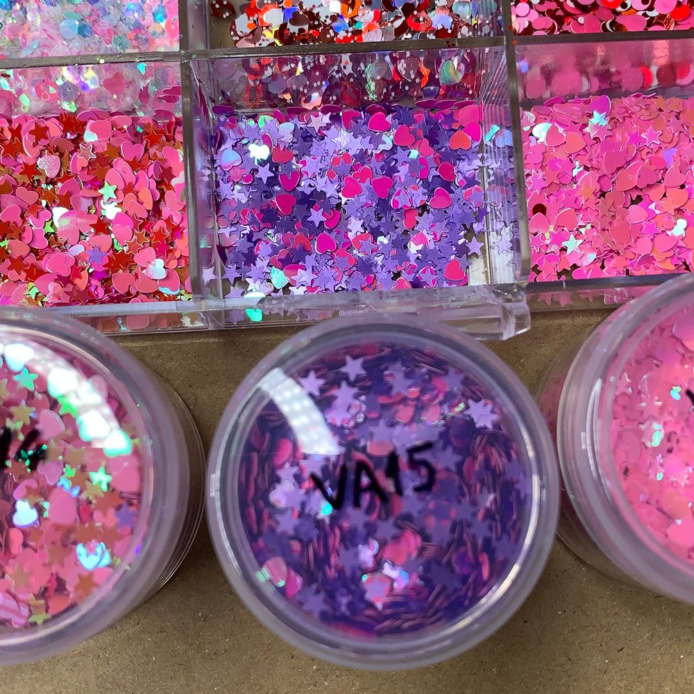 heart-shaped valentines nail glitter jars - 6